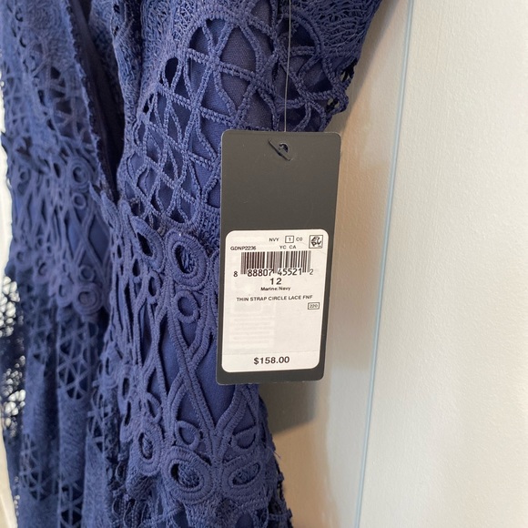 GUESS Navy Blue Lace Fit and Flare Dress Size 12 - Picture 13 of 17